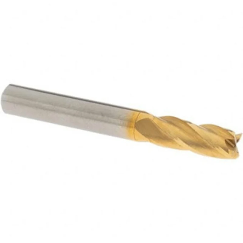 OSG 10mm, 3/4 LOC, 3/8 Shank Diam, 2-1/2 OAL, 4 Flute, Cobalt Square End Mill Single End, Uncoated, Spiral Flute, 30 ...